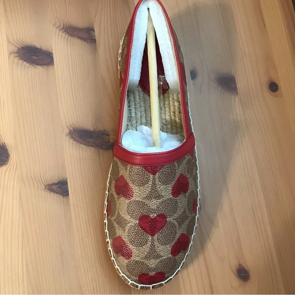 ❤️ Coach Collins Espadrille Shoes Heart Print Electric Red 6 6.5 7 🌺 - Picture 6 of 10